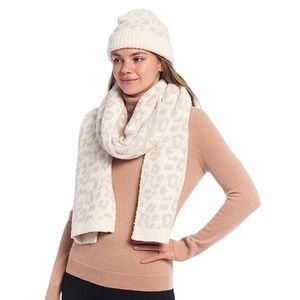 Brand New Barefoot Dreams CozyChic Barefoot in the Wild Beanie and Scarf Set